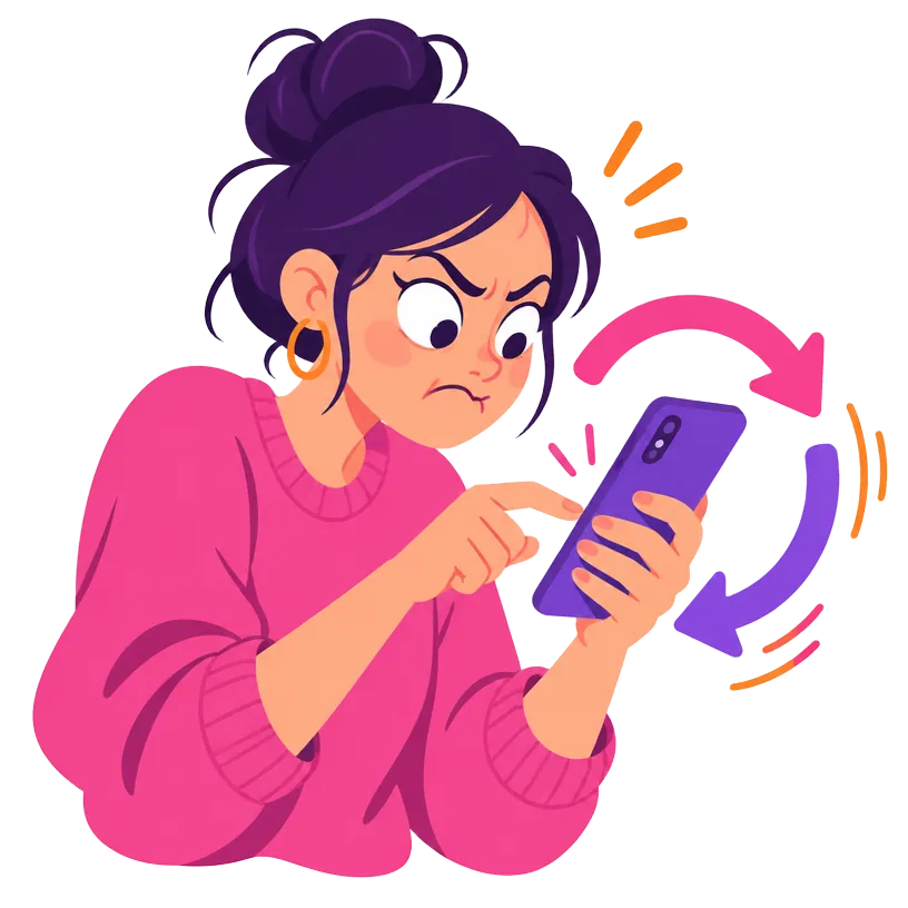 Illustration of a person refreshing their Instagram profile again and again