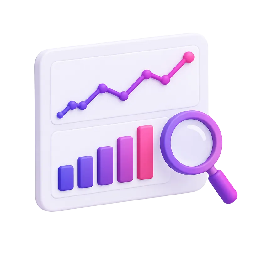 Illustration of a simple analytics dashboard with a rising chart